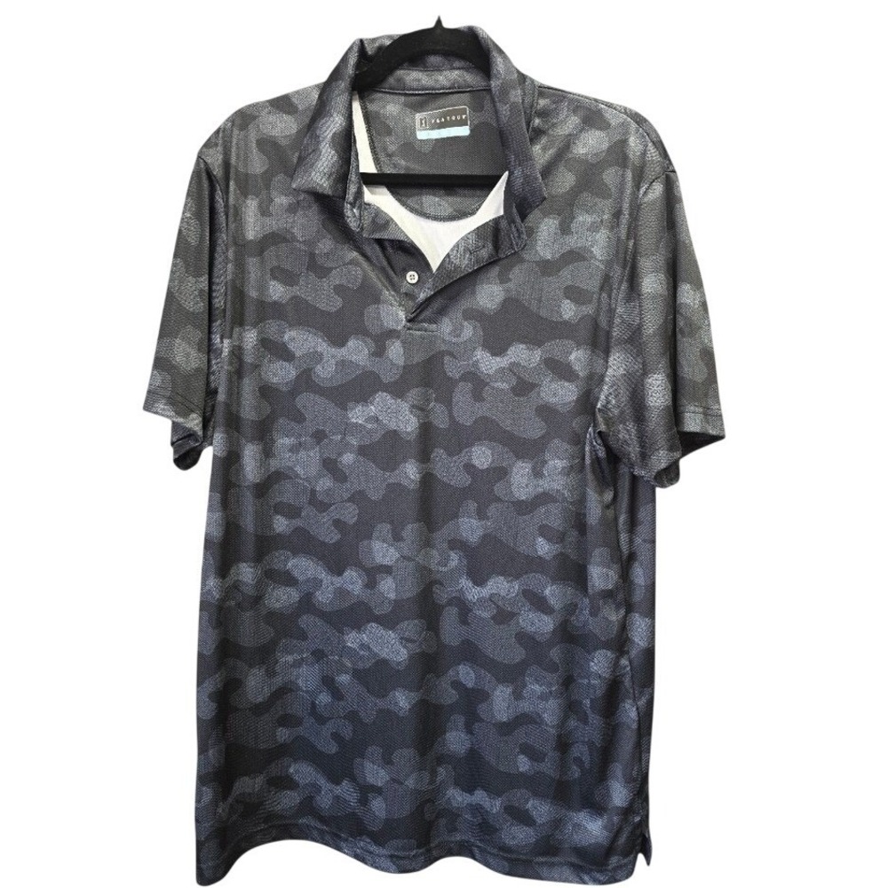 PGA TOUR Men's XL Camo Golf Polo Athletic Performance Shirt Gray Sportswear Dads